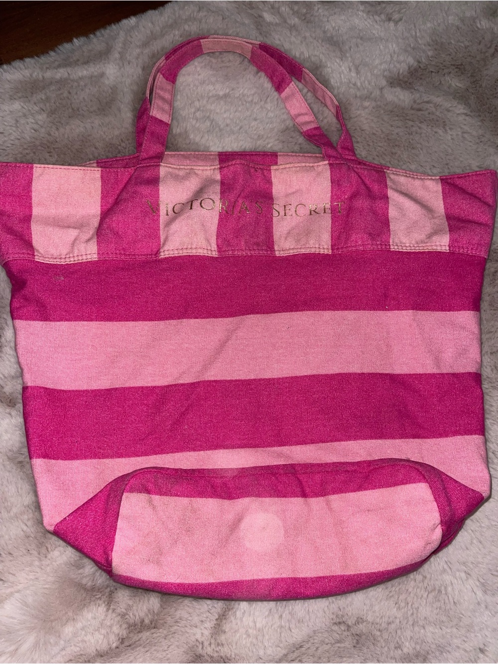 Victoria's Secret Pink Striped Canvas Tote